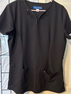 Koi black scrub top
